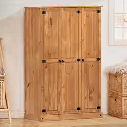 Corona Budget 3 Door Wardrobe Solid Pine Bedroom Furniture