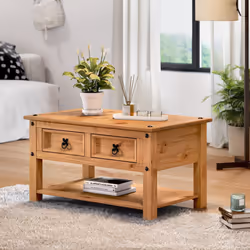 Corona 2 Drawer Coffee Table Lamp Living Room Furniture