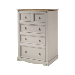 Corona Grey Wax 2+3 Chest Solid Pine Chest Of Drawers