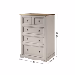 Corona Grey Wax 2+3 Chest Solid Pine Chest Of Drawers