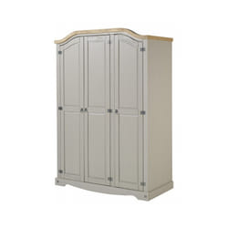 Corona Grey Wax 3 Door Arch Top Wardrobe Bedroom Furniture