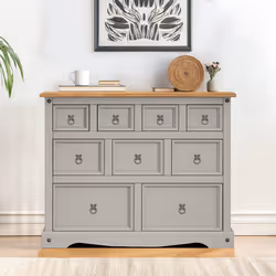 Corona Grey Wax Merchants Chest Sideboard Solid Pine Furniture