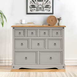 Corona Grey Wax Merchants Chest Sideboard Solid Pine Furniture