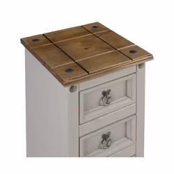 Corona Grey Wax 4 Drawer Narrow Bedside Solid Pine Bedroom Furniture