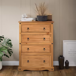 Corona Compact 4 Drawer Chest Solid Pine Bedroom Furniture