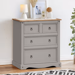 Corona Grey Wax Compact 2+2 Chest Solid Pine Bedroom Furniture