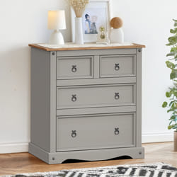 Corona Grey Wax Compact 2+2 Chest Solid Pine Bedroom Furniture