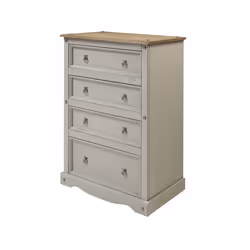 Corona Grey Wax Compact 4 Drawer Chest Solid Pine Bedroom Furniture