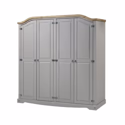 Corona Grey Wax 4 Door Arch Top Wardrobe Bedroom Furniture