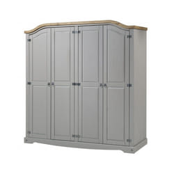 Corona Grey Wax 4 Door Arch Top Wardrobe Bedroom Furniture