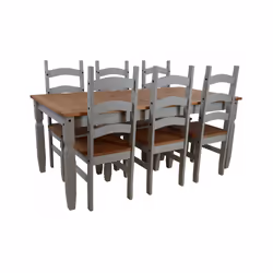 Corona Grey Wax 6'0" Dining Table & 6 Chairs Solid Pine