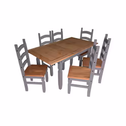 Corona Grey Wax Small Extending Dining Table & 4 Chairs