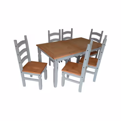 Corona Grey Wax Large Extending Dining Table & 6 Chairs