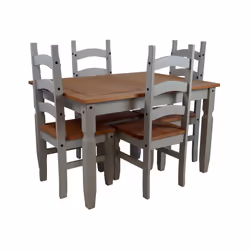 Corona Grey Wax 4'0" Dining Table & 4 Chairs