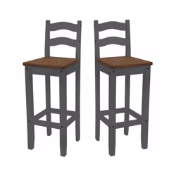 Corona Grey Wax Pair of Bar Stools Solid Pine furniture