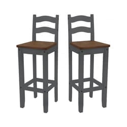 Corona Grey Wax Pair of Bar Stools Solid Pine furniture