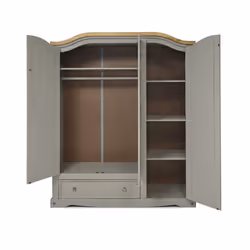 Corona Grey Wax 3 Door 1 Drawer Wardrobe