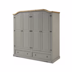 Corona Grey Wax 4 Door 2 Drawer Wardrobe