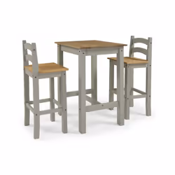 Corona Grey Wax Bistro Set Dining Furniture