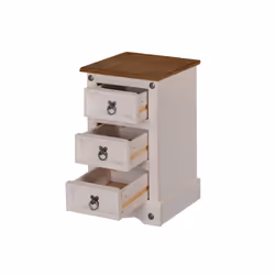 Corona White Narrow 3 Drawer Bedside