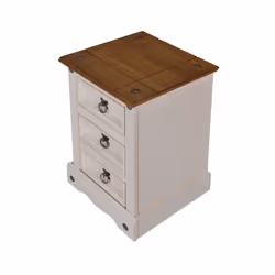 Corona White Narrow 3 Drawer Bedside