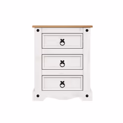 Corona White Medium 3 Drawer Bedside