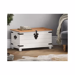 Corona White Wax Blanket Box Ottoman Storage Chest