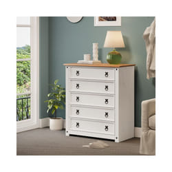 Corona White Small 5 Drawer Chest