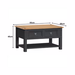 Corona Charcoal 2 Drawer Coffee Table