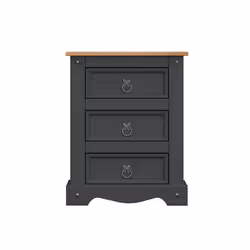 Corona Charcoal Medium 3 Drawer Bedside