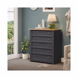 Corona Charcoal Small 5 Drawer Chest