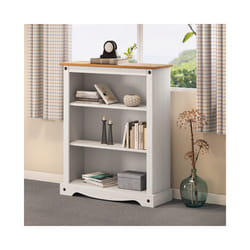 Corona White Small Low 3 Shelf Bookcase