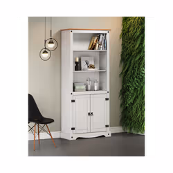 Corona White 2 Door Large Bookcase