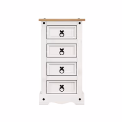 Corona White 4 Drawer Narrow Bedside