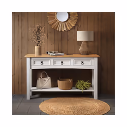 Corona White 3 Drawer Console Table