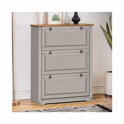 Corona Grey Wax 3 Shelf Shoe Chest