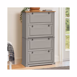 Corona Grey Wax 4 Shelf Shoe Chest