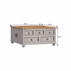 Corona Grey Wax 5 Drawer Storage Chest