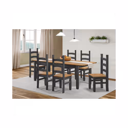 Corona Charcoal Large Extending Table & 6 Chairs