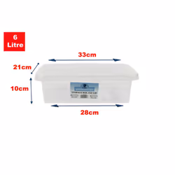 Clear Plastic Storage Boxes With Black Lids Home - Set of 5, 6 Litre