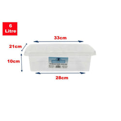 Clear Plastic Storage Boxes With Black Lids Home - Set of 5, 6 Litre