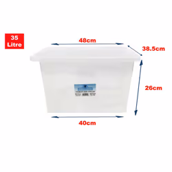 Clear Plastic Storage Boxes With Black Lids Home - Set of 5, 35 Litre