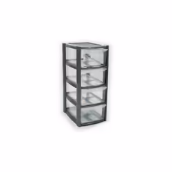 4 Drawer Plastic Storage Tower Unit Silver/Mini