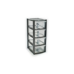 4 Drawer Plastic Storage Tower Unit  Silver/Mini
