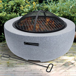 60cm Light Grey Concrete Round Pit Bowl Charcoal and Wood Burning Fire