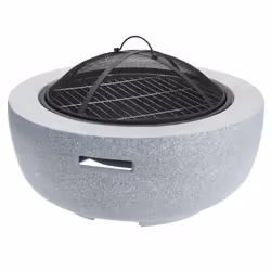 60cm Light Grey Concrete Round Pit Bowl Charcoal and Wood Burning Fire