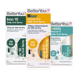 Energy Boost Pack: Vitamin B12 + Vitamin DLux4000 + Iron 10 Oral Sprays (3 Pack)