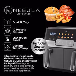 Nebula Dual Digital Air Fryer - Double Drawer Design, 9L Capacity