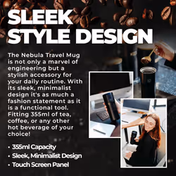 Nebula Temperature Controlled Travel Mug Black 355ml - Hot Beverages