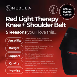 Nebula LED Red Light Therapy Device 660/850nm | Near Infrared Lighting, High Power & Irradiance Red Light Panel | 10W Knee & Shoulder Strap